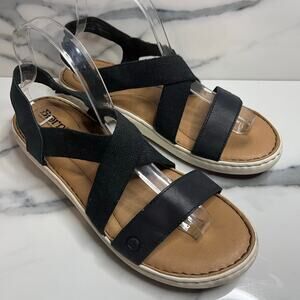 Born Women's Neutral Black Leather Strappy Outdoor Comfort Jayla Sandals Sz 10
